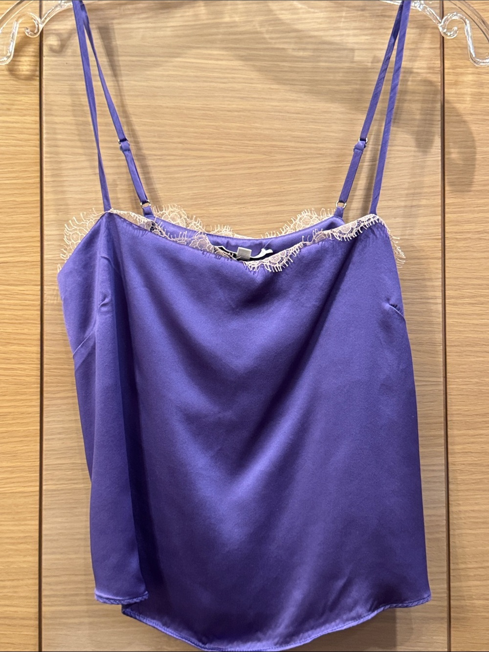 Fleur du Mal Purple Silk Lace-Trim Cowl Tank